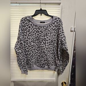 Weekend Soul Gray Leopard Print Sweatshirt